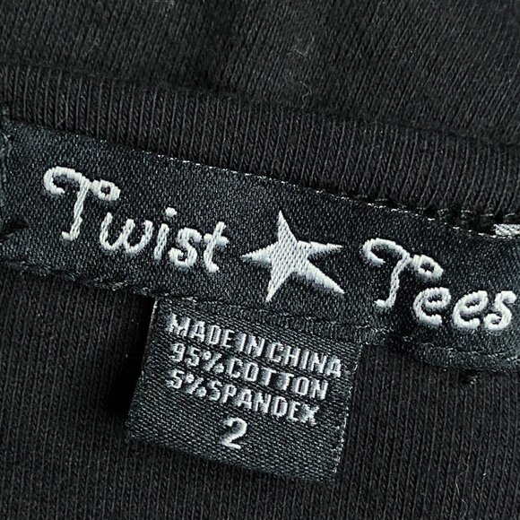 Twist Tees by Torrid 2 2X Black Lace V-Neck Shirred Middle Knit Shirt Top Plus - Picture 3 of 4